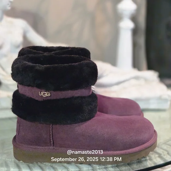 Ugg Limited Edition Fluff Mini Boots Shearling Fur Designer Fur Wool #186 - Picture 14 of 15